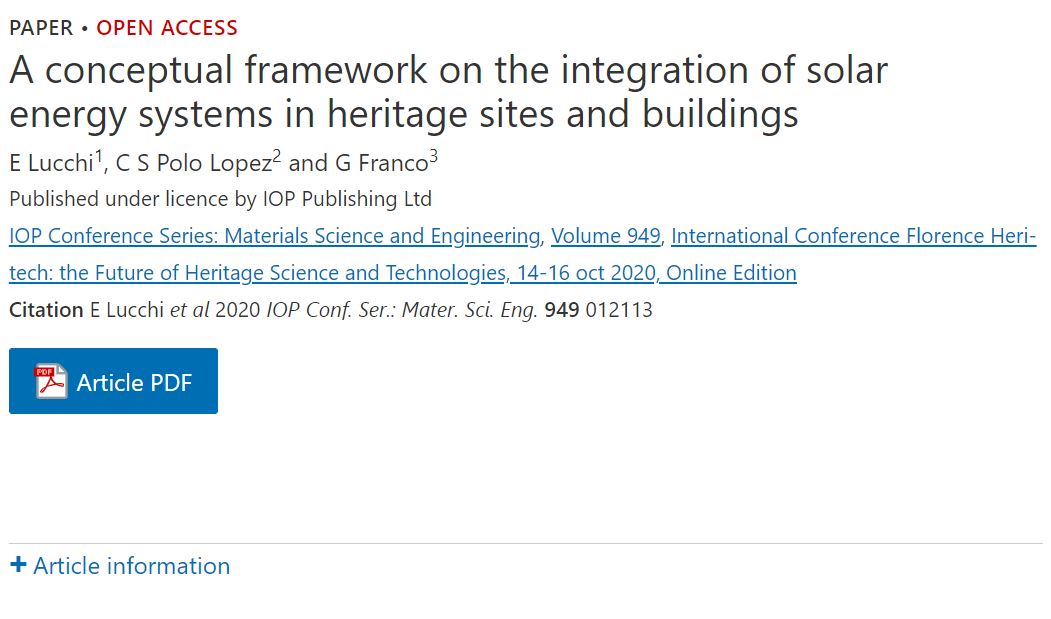A conceptual framework on the integration of solar energy systems in heritage sites and buildings